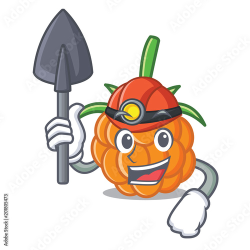 Miner cloudberry mascot cartoon style