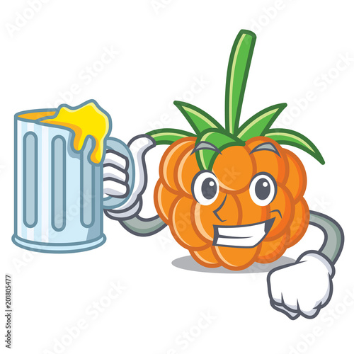 With juice cloudberry mascot cartoon style