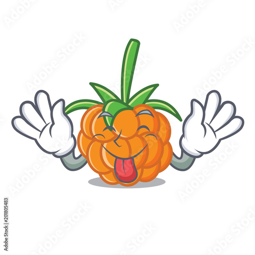 Tongue out cloudberry mascot cartoon style