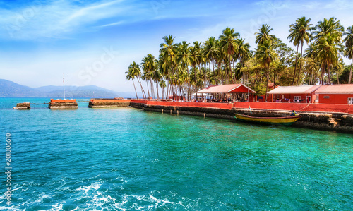 Beautiful Ross Island beach bay at Andaman India.