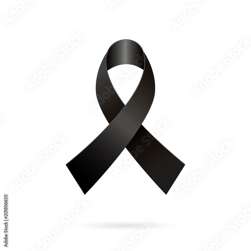 Mourning ribbon. Black awareness tape