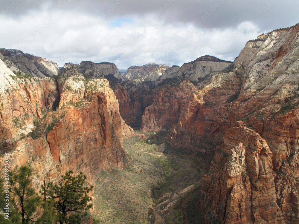 View from the viewpoint on top of Angels Landing, Zion National Park, Utah, USA