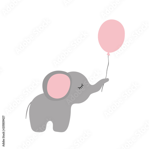 Vector cartoon elephant with balloon