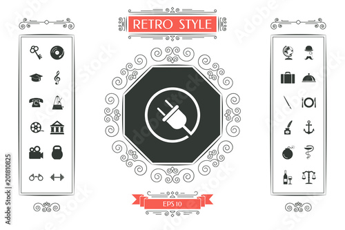 Plug in round icon