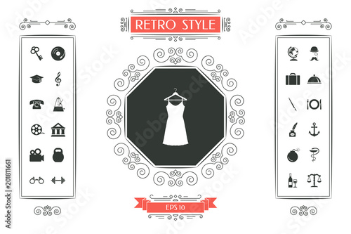 Sundress, Evening dress, combination or nightie on the wardrobe hanger , the silhouette. Menu item in the web design