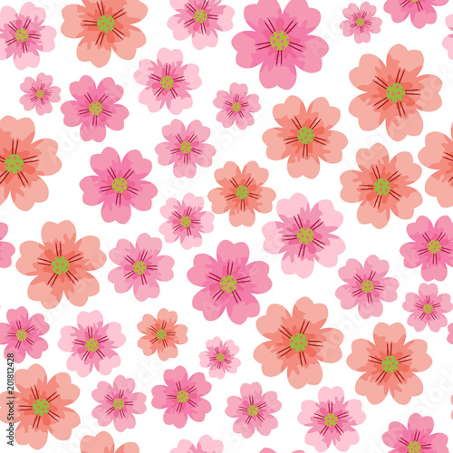 Cherry or Sakura flower seamless pattern element. Elegant texture for backgrounds. Seamless pattern with styled spring blossoms. flowering cherry, plum or sakura - seamless vector pattern