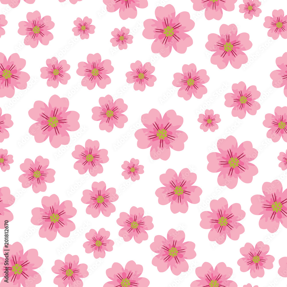 Cherry or Sakura flower seamless pattern element. Elegant texture for backgrounds. Seamless pattern with styled spring blossoms. flowering cherry, plum or sakura - seamless vector pattern Cherry or Sakura flower seamless pattern element. Elegant texture for backgrounds. Seamless pattern with styled spring blossoms. flowering cherry, plum or sakura - seamless vector pattern