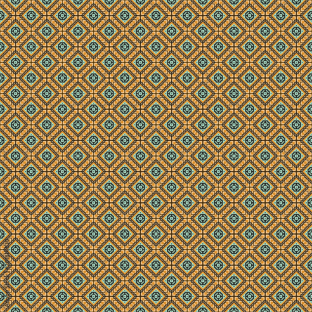 Ancient Geometric pattern in repeat. Fabric print. Seamless background, mosaic ornament, ethnic style. Ancient Geometric pattern in repeat. Fabric print. Seamless background, mosaic ornament, ethnic style.