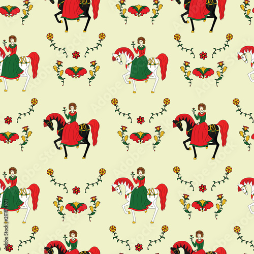 seamless texture with a folk-style pattern