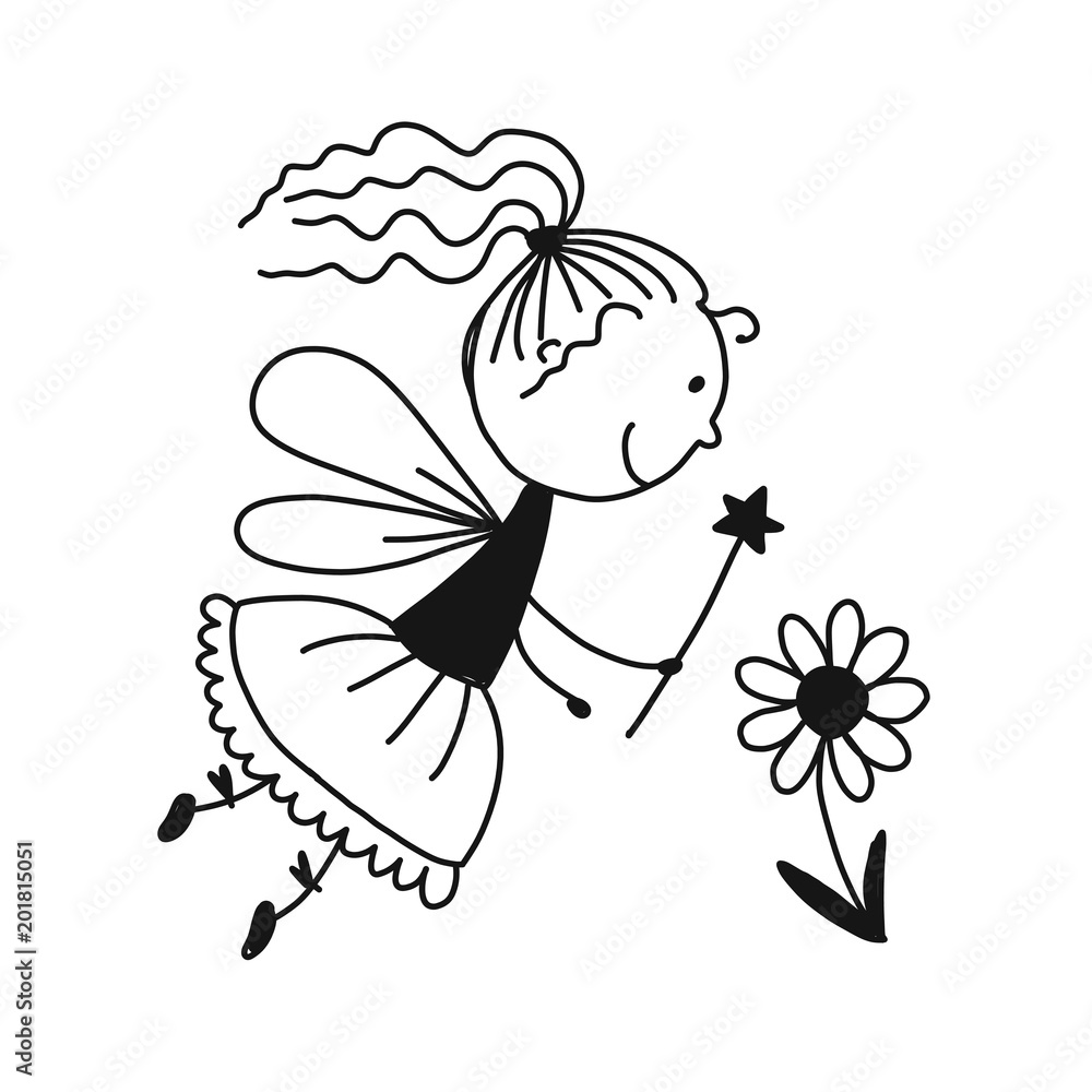 Cute little fairy, sketch for your design Cute little fairy, sketch for your design