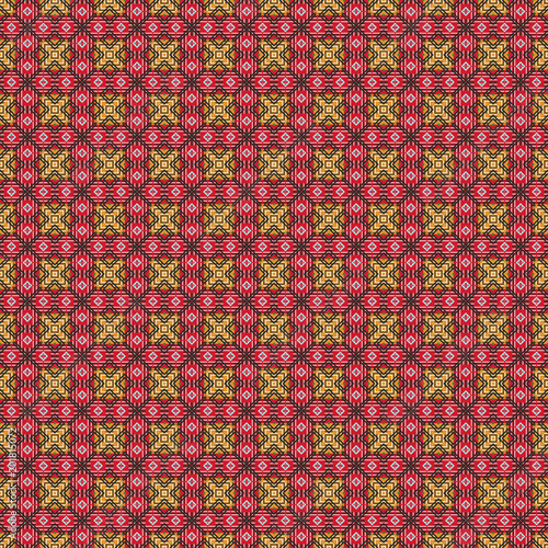 Ancient Geometric pattern in repeat. Fabric print. Seamless background, mosaic ornament, ethnic style.