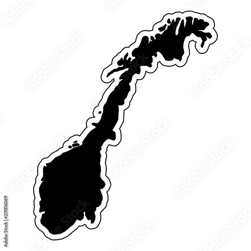 Black silhouette of the country Norway with the contour line and the effect stickers vector illustration