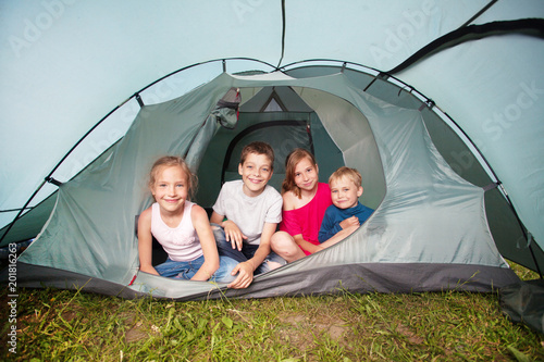 Children in a tent