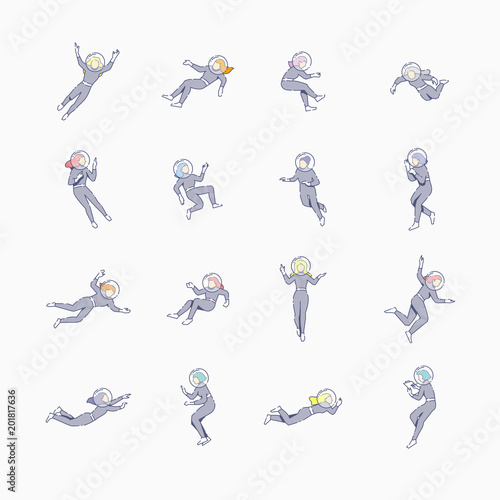 Female astronauts flying