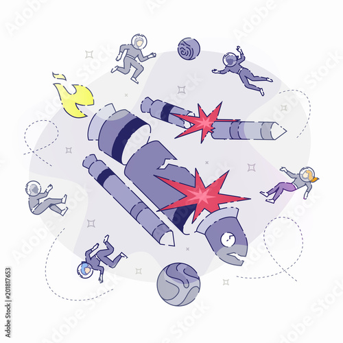 Rocket crashing in space