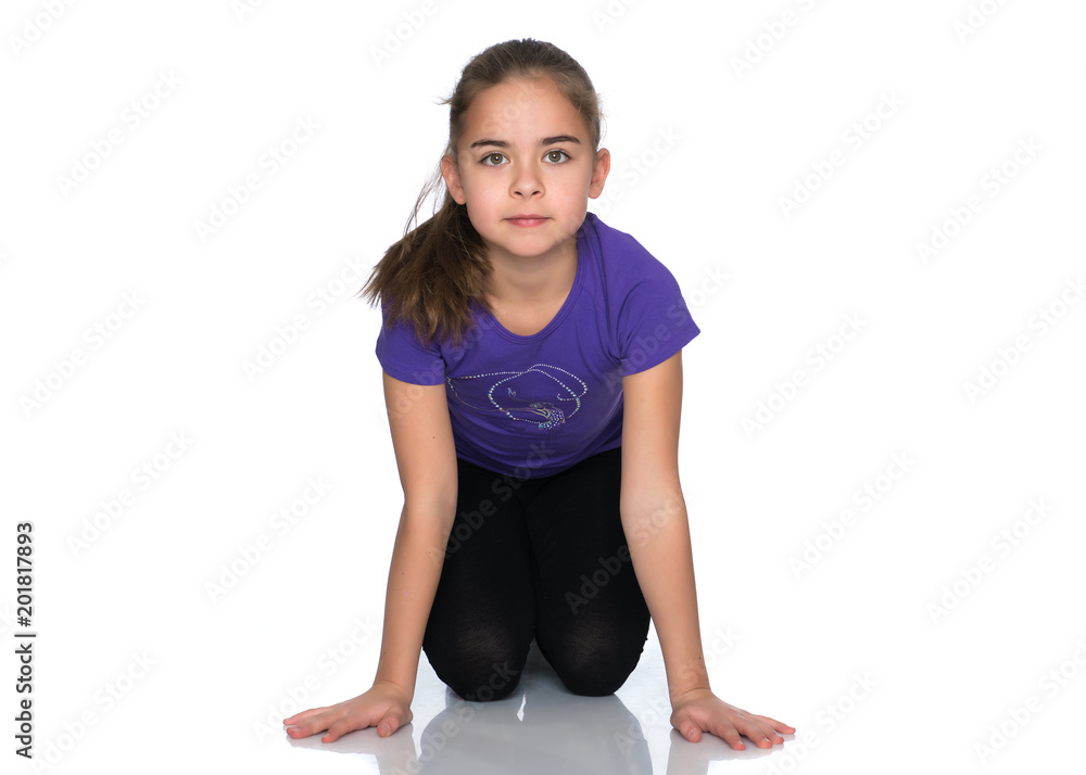 The gymnast prepares to perform the exercise. The gymnast prepares to perform the exercise.
