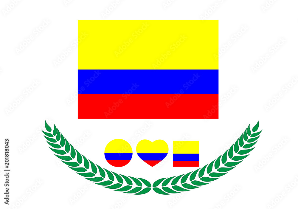 Fototapeta premium Colombia Flag vector illustration. Colombia Flag. National Flag of colombia on white background