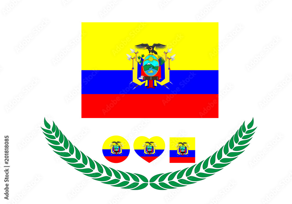 Obraz premium Ecuador Flag vector illustration. Ecuador Flag. National Flag of ecuador on white background