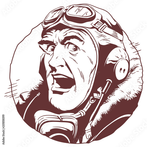 Retro pilot. Stock illustration.