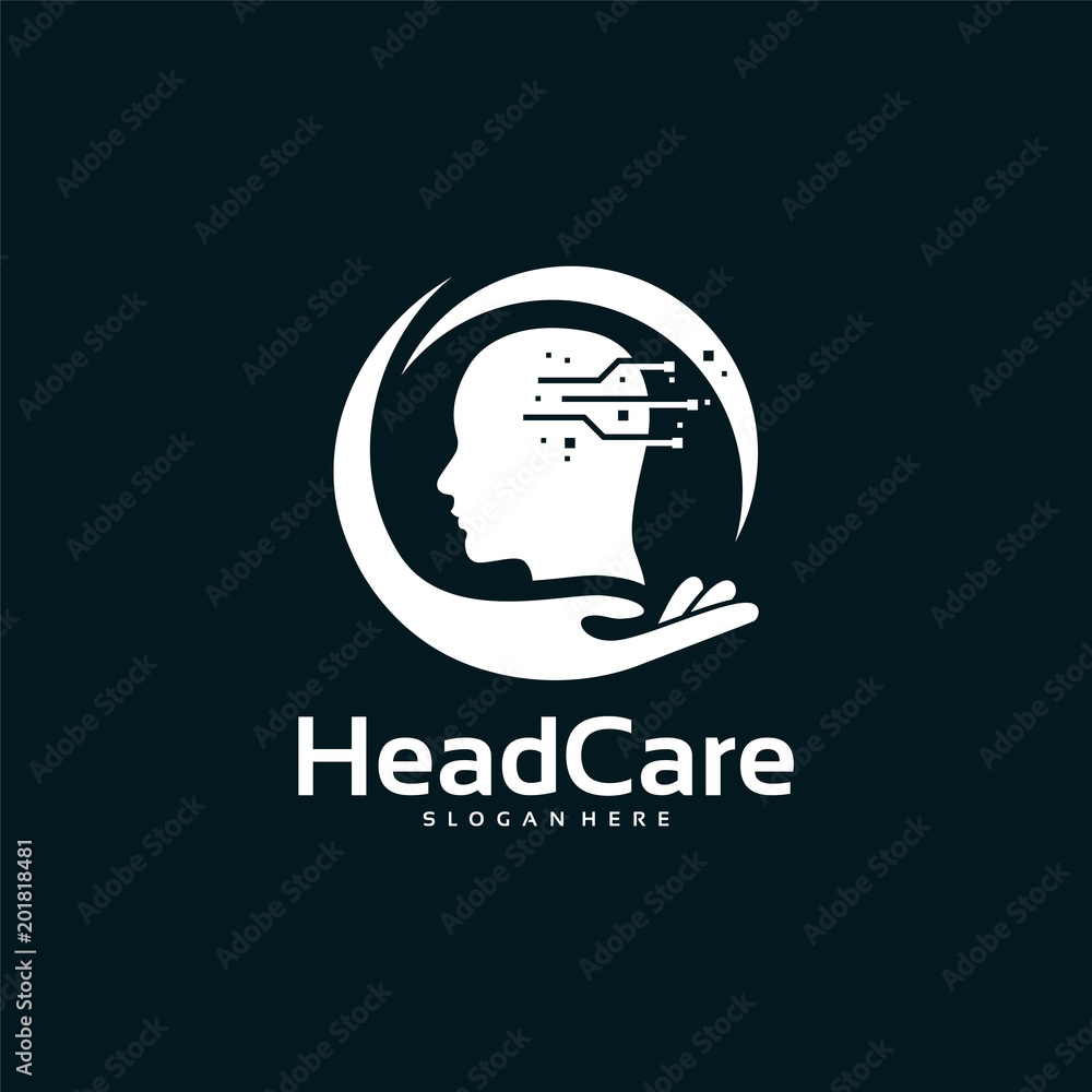 Head Care logo designs concept, Brain Care logo, Head Technology Logo designs vector