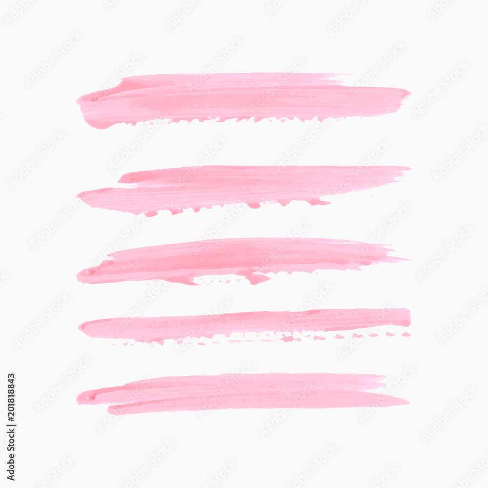 Obraz premium Acrylic art brush painted textured stripes set isolated vector background. Watercolor stroke set.