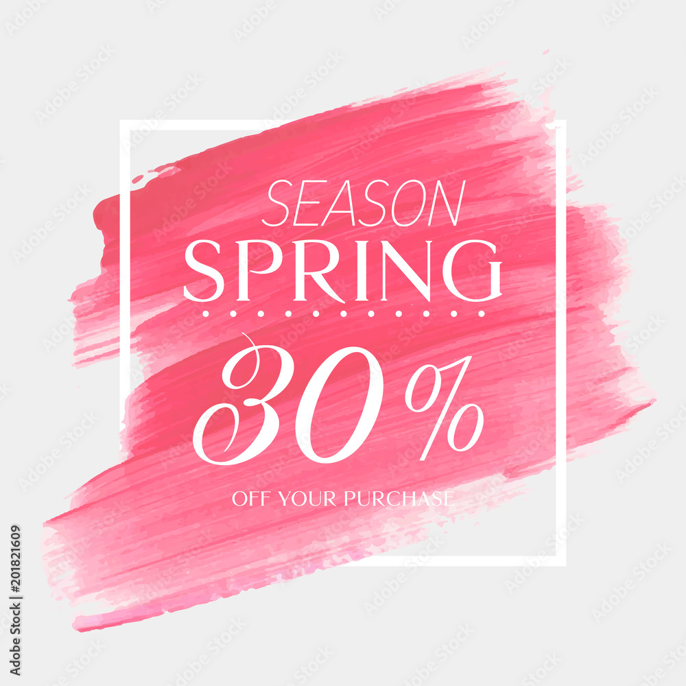 Spring Sale 30% off sign over watercolor art brush stroke paint ...