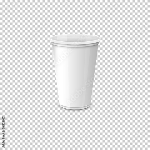 Mock up of white plastic cup. Vector illustration.