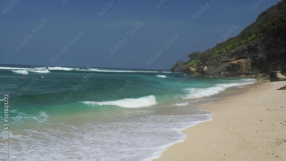 View on a Wild Beach Sand, Stones, Rocks, Trees, Clouds and Sea View on a Wild Beach Sand, Stones, Rocks, Trees, Clouds and Sea