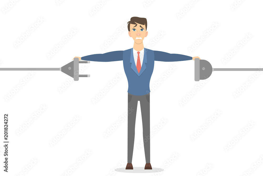 Businessman with plug. Businessman with plug.