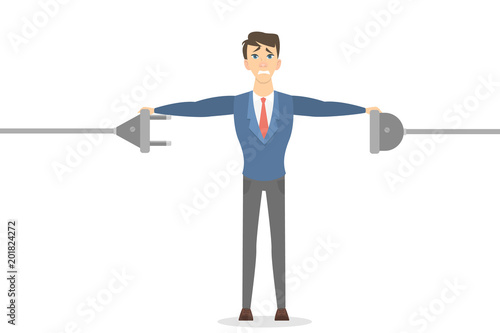 Businessman with plug.