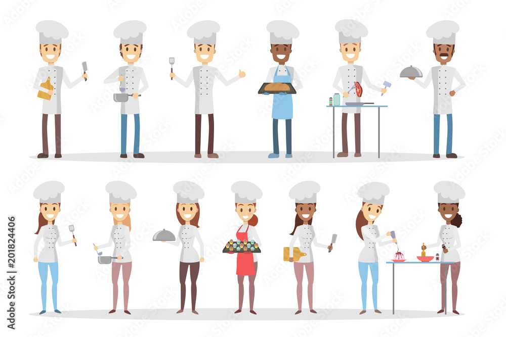 Cartoon chefs set. Cartoon chefs set.