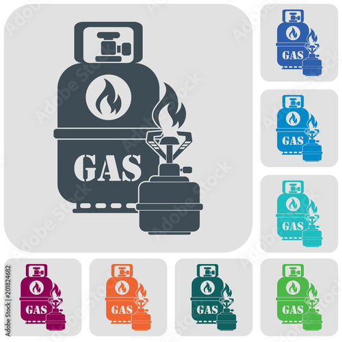 Camping stove with gas bottle icon