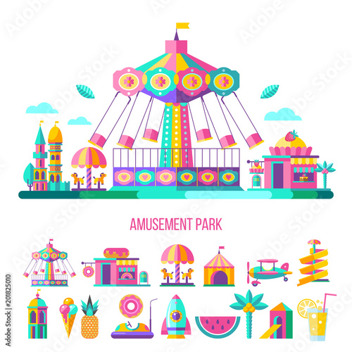 Amusement park. Vector clipart.