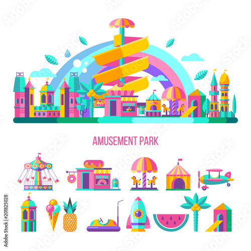 Amusement park. Vector clipart.
