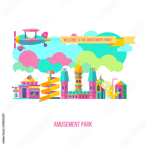 Amusement park. Vector clipart.