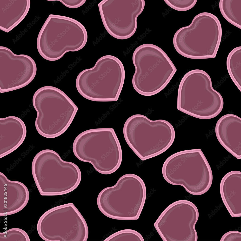 pattern with hearts on black