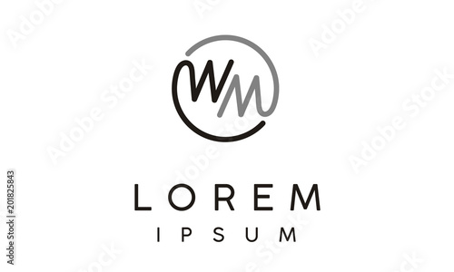 Slika na platnu Monogram MW , Ambigram Initial WM Circular logo design inspiration