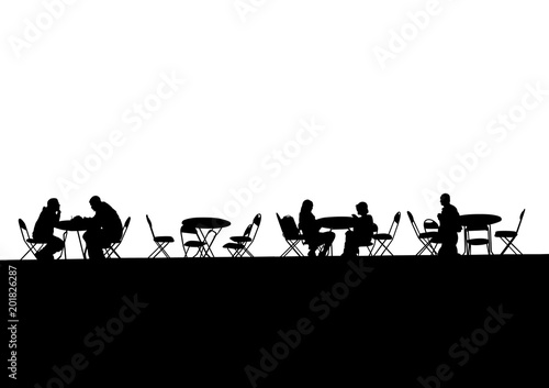 People in urban cafe on white background © Николай Григорьев