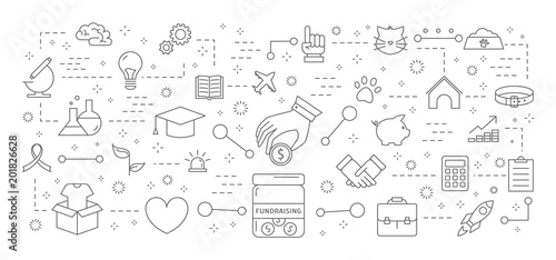 Fundraising icons set.