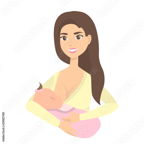 Isolated lactating woman.