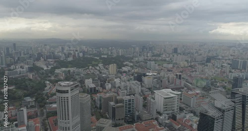 Wallpaper Mural 4k aerial footage of Singapore skyscrapers with city skyline during cloudy summer day Torontodigital.ca