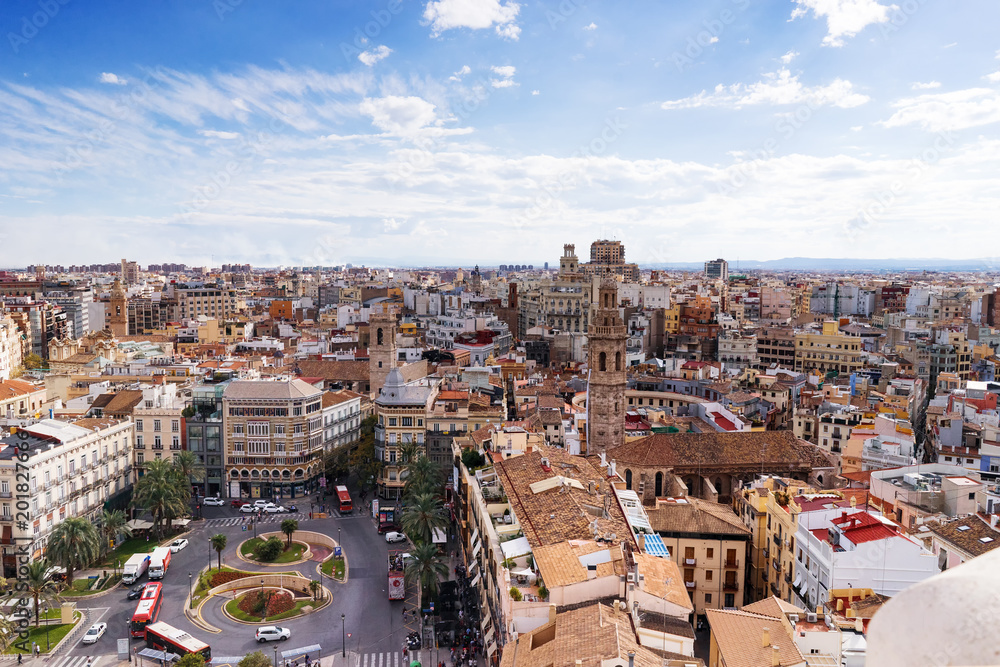 Valencia, Spain, Europe - panoramic aerial view of the city