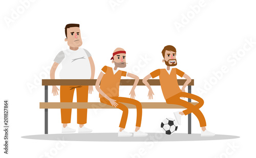 Male prison interior.