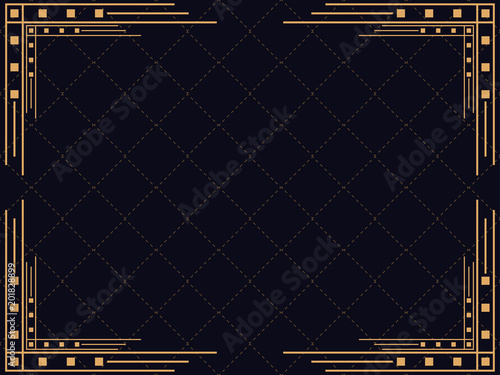 Art deco frame. Vintage linear border. Design a template for invitations, leaflets and greeting cards. The style of the 1920s - 1930s. Vector illustration