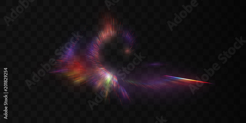 Iridescent light rays.