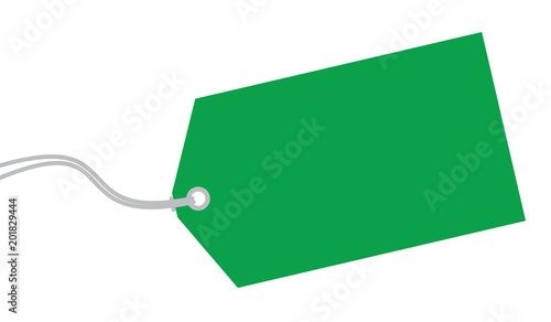Green tag on white background.