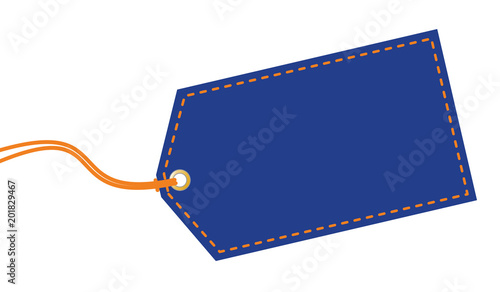 Blue tag on white background.