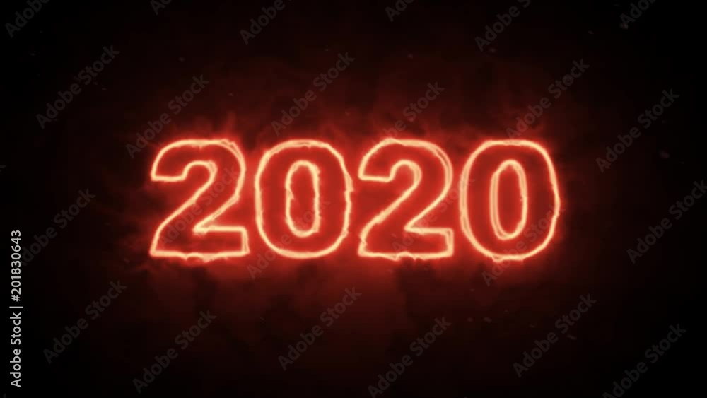 2020 new year - hot burning letters on dark background 2020 new year - hot burning letters on dark background