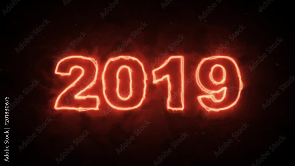 2019 new year - hot burning letters on dark background 2019 new year - hot burning letters on dark background