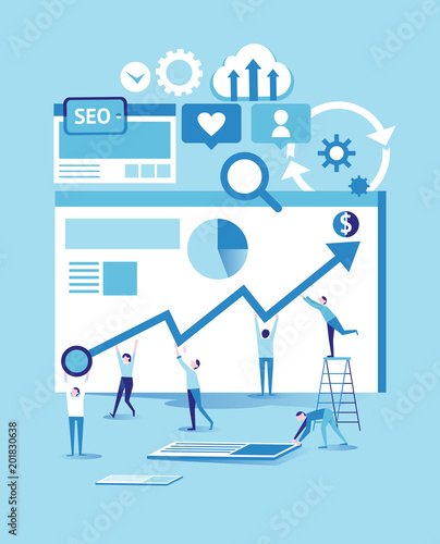 SEO - infographic design flat icon set